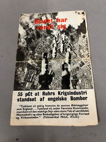 Sjælden original nedkastet Engelsk propaganda på dansk WW2 