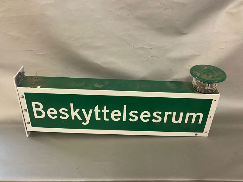 Originalt skilt - Beskyttelsesrum - med lys 