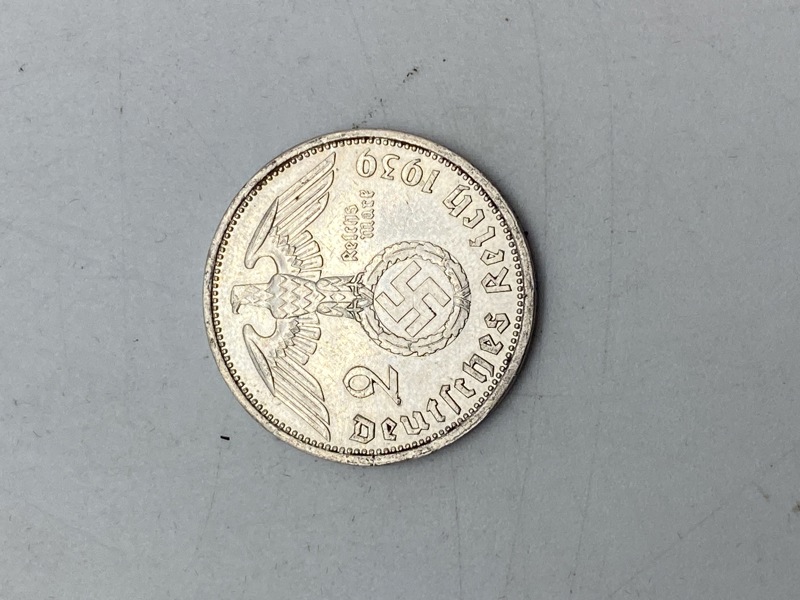 Original 2 Reichmark af sølv fra 1939