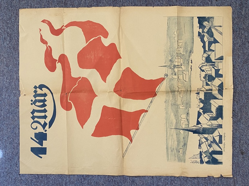 Ekstremt sjælden original Valgplakat fra genforeningen 1920 (Stor) 