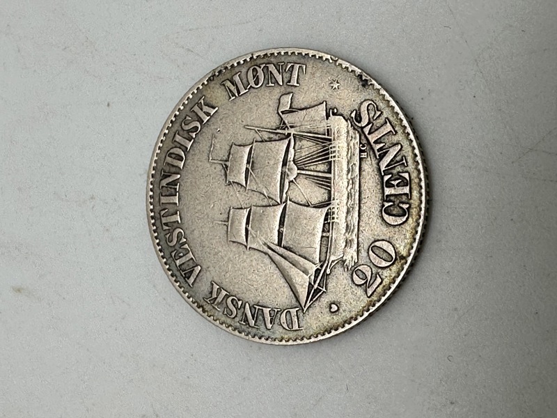 Original 20 cent - dansk vestindisk mønt - 1878 (sølv) 