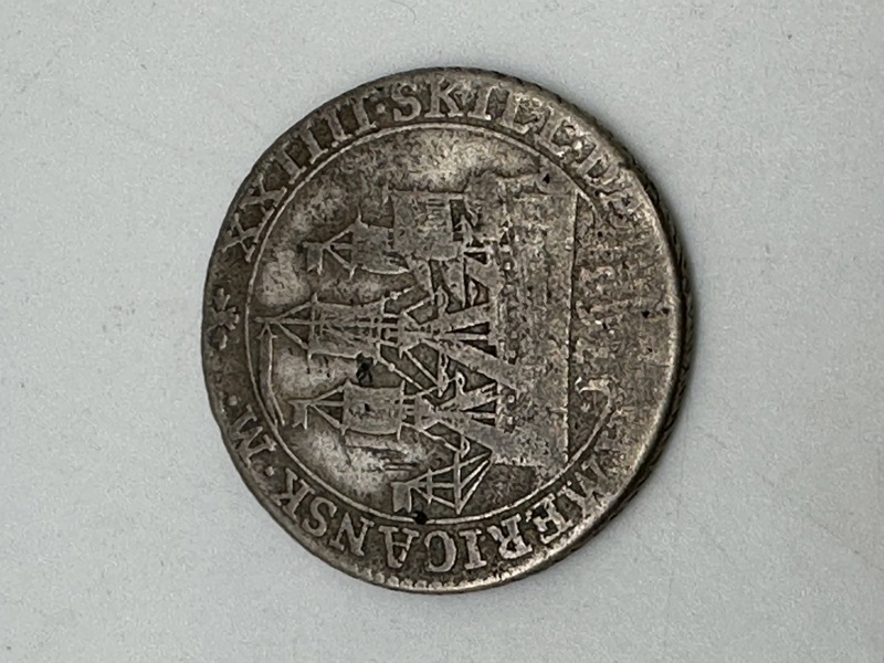 Original sølvmønt dansk Vestindien DVI Frederik 5. 24 skilling 1763