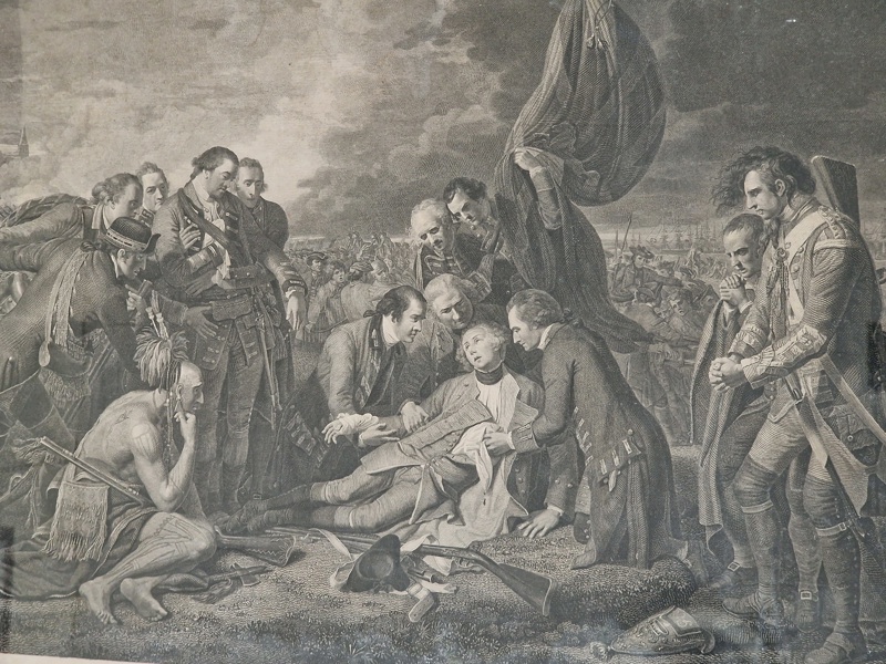 The death of General Wolfe / painted by B. West, historical painter to His Majesty ; engraved by Wm. Woollett, engraver to His Majesty