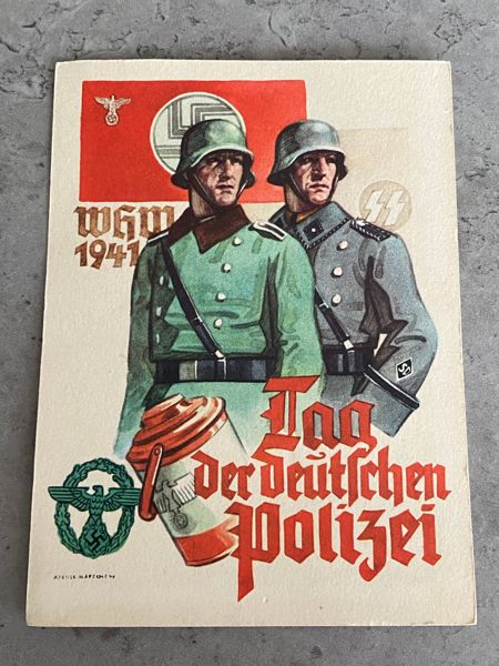 Waffen SS politi postkort - Postwar 